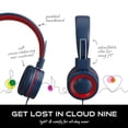 thumbnail image 3 of MYZI Auriculares para niños con cable, plegables para colocar sobre las orejas para niños con micrófono, con cable sin enredos, 85 dB, volumen seguro, para iPad, escuela y avión, color azul marino, 3 of 5
