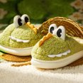 thumbnail image 4 of Floleo Kids' Crocodile Plush Slippers Boys Girls Warm Indoor Slippers Soft Fuzzy Non-Slip House Slippers Cute Animal Style Home Slippers(Green,9-9.5 Years), 4 of 6
