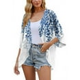 thumbnail image 6 of bbyeadc Womens Kimono 3/4 Sleeve Women's Chiffon Cardigans Lightweight Open Front Shrug Cardigan Floral Dressy Casual Thin Cardigans, Sky Blue XL, 6 of 6