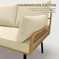 thumbnail image 5 of 3 Pcs Patio Furniture Set,PE Rattan Wicker Outdoor Sectional Couch with Detachable Chaise Lounge, Washable Cushions & Round Coffee Table for Backyard, Porch,Deck,Beige, 5 of 7