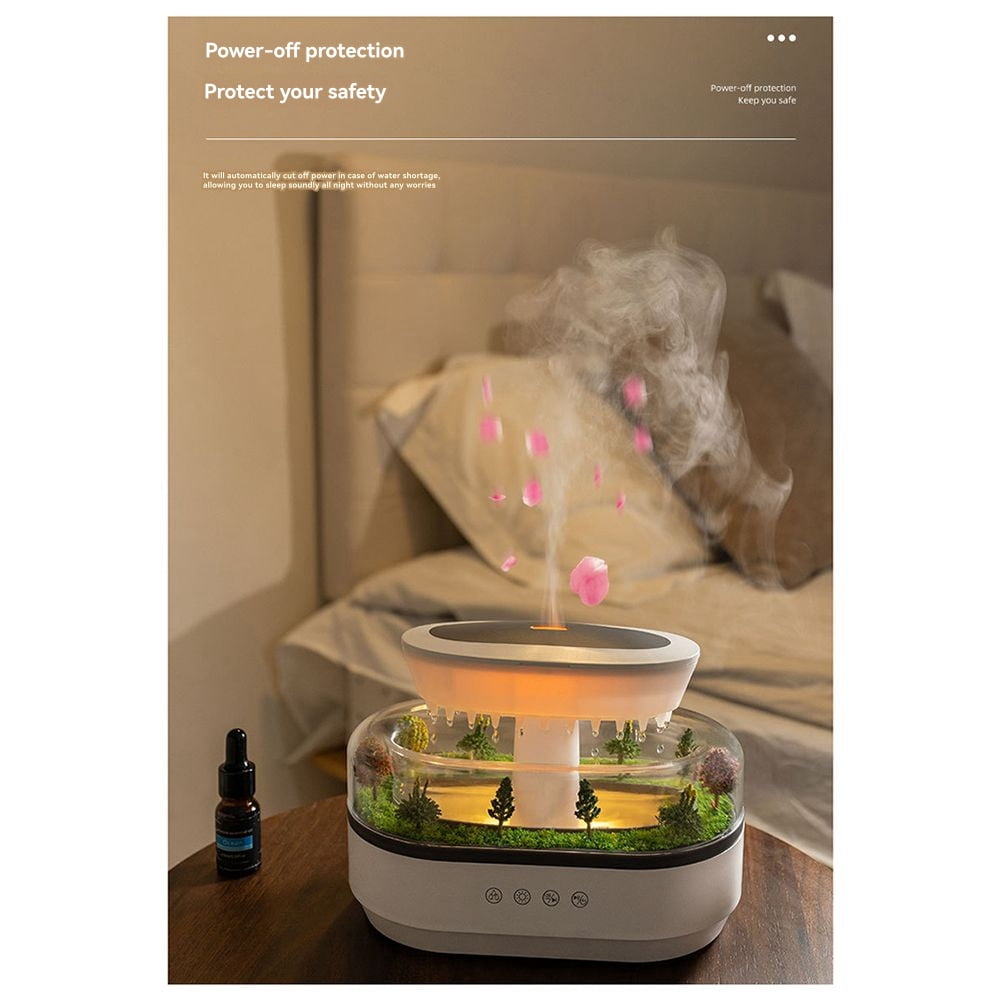 Aroma Humidifier Raindrop Air Humidifier Light White Noise Essential Oil Diffuser Ultrasonic Fragrance Diffuser US Plug