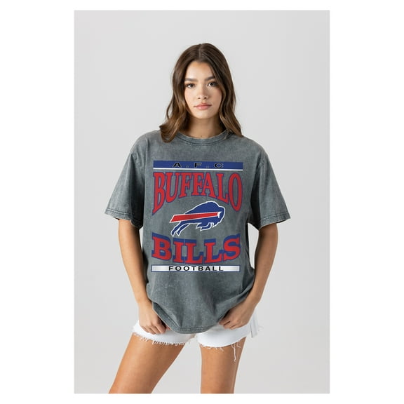 Women's Gameday Couture  Gray Buffalo Bills Oversized Classic Grind Washed T-Shirt