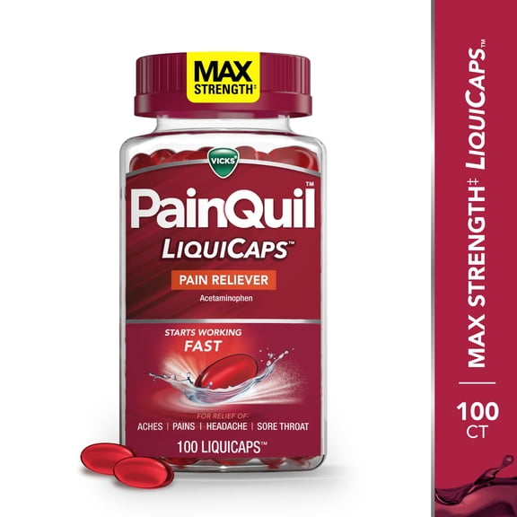 Vicks PainQuil Max Strength Pain Relief LiquiCaps Acetaminophen 1000mg 100 Count