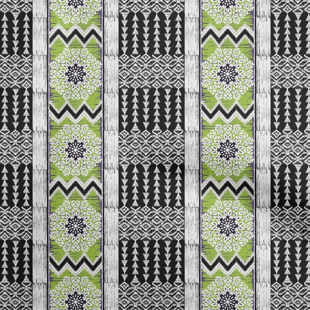 oneOone Georgette Viscose Light Green Fabric Asian Ikat Sewing Craft Project Fabric Prints by Yard 42 Inche Wide-7414