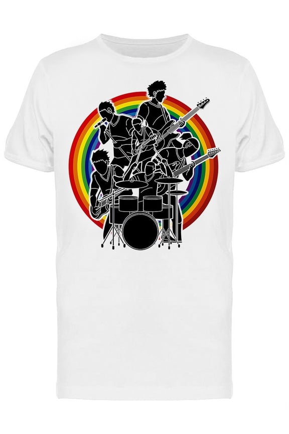 Retro Rainbow Musicians Playing T-Shirt Men -Image by Shutterstock, Male x-Large