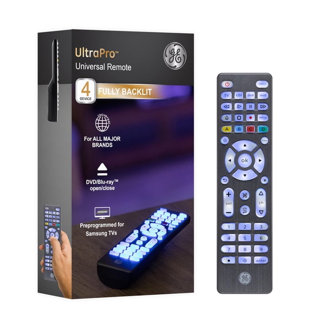 Control remoto universal GE con botones retroiluminados para 4 dispositivos