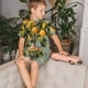 thumbnail image 4 of Balery Retro Warm Lemon Flower Conjunto de Pijama Infantil de Manga Corta con Estampado – Ropa de Dormir de Algodón Suave-4X-Large, 4 of 6