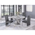 thumbnail image 2 of 6pc. White Marble Dining Set with Lazy Susan and Silver Stainless Steel, 2 of 4