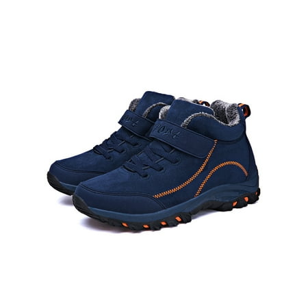 

Gomelly Women Men Warm Booties Plush Lined Snow Boots Winter Boot Comfortable Hiking Shoes Womens Mens Unisex Walking Shoe Dark Blue Men 9.5