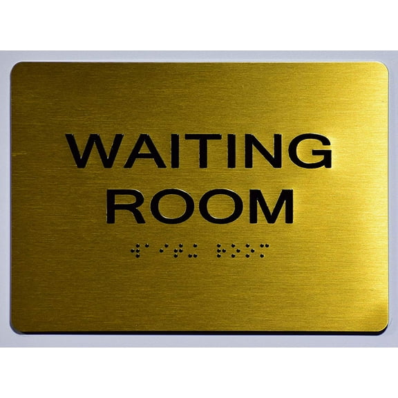 Waiting Room Sign - Gold(Aluminium, Gold/Black,Size 5x7) The Sensation line