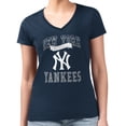 thumbnail image 4 of Women's G-III 4Her by Carl Banks Navy New York Yankees Super-Slim Fit Lightweight Team Logo Graphic V-Neck T-Shirt, 4 of 5