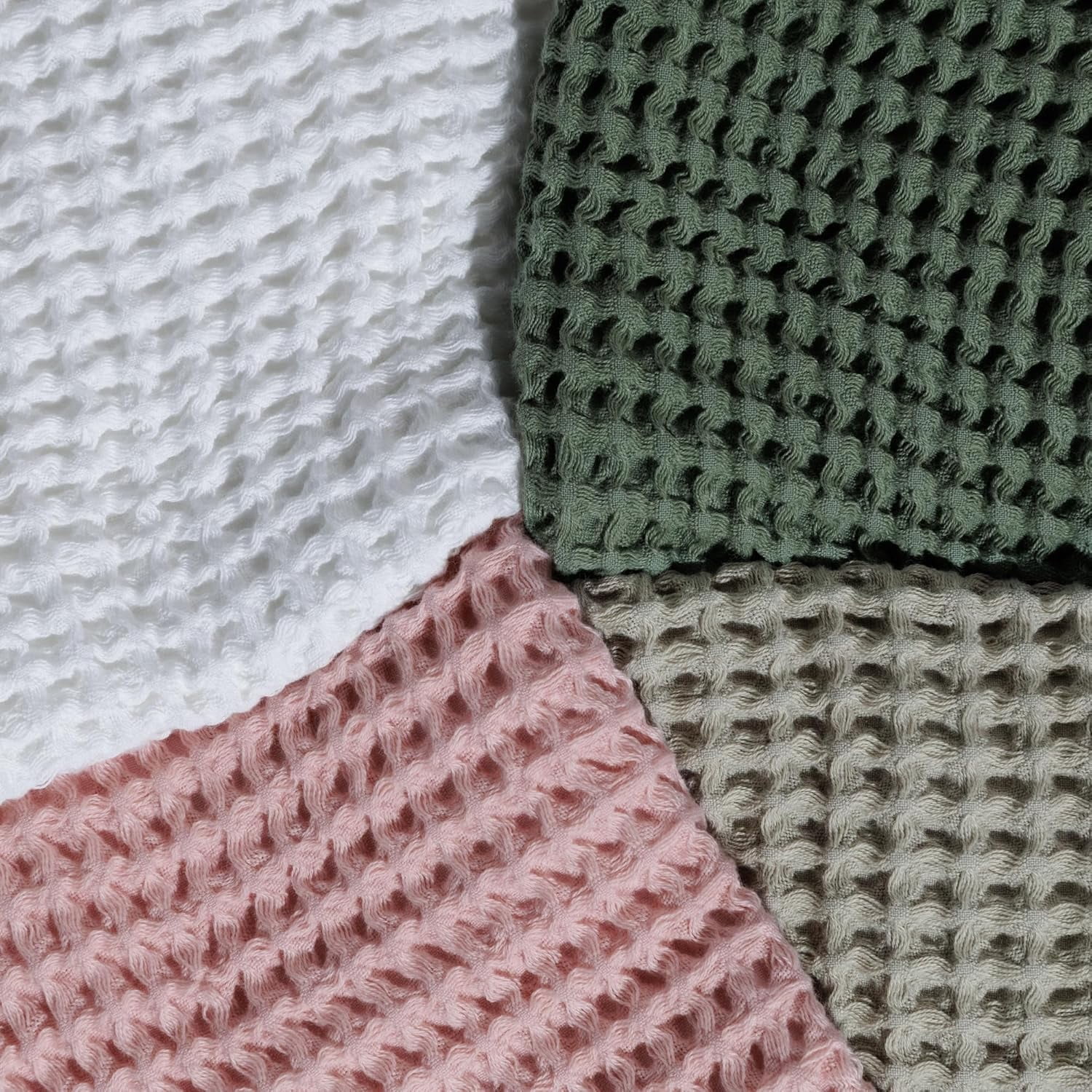 DEMMEX Organic Cotton Waffle Weave Turkish Towel Set for Bathroom, 100% Oeko-TEX Certified Super Soft Turkish Cotton, Lightweight & Quick Dry, 1 Bath & 2 Large Hand Towels, 30x60/20x30 in., Gray