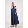 thumbnail image 2 of utcoco Womens Long Denim Dress Casual Loose Fit Ruffle Sleeveless V-Neck Jean Maxi Dresses for Women 2026, 2 of 4
