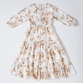 thumbnail image 3 of HBGVBA Girl's Floral Print Maxi Dress Muslim Long Sleeve V-Neck Ankle Length Robe Dresses Floral Embroidery Floral Print Ruffle Modest Daily Wear 3-14 Years, 3 of 5