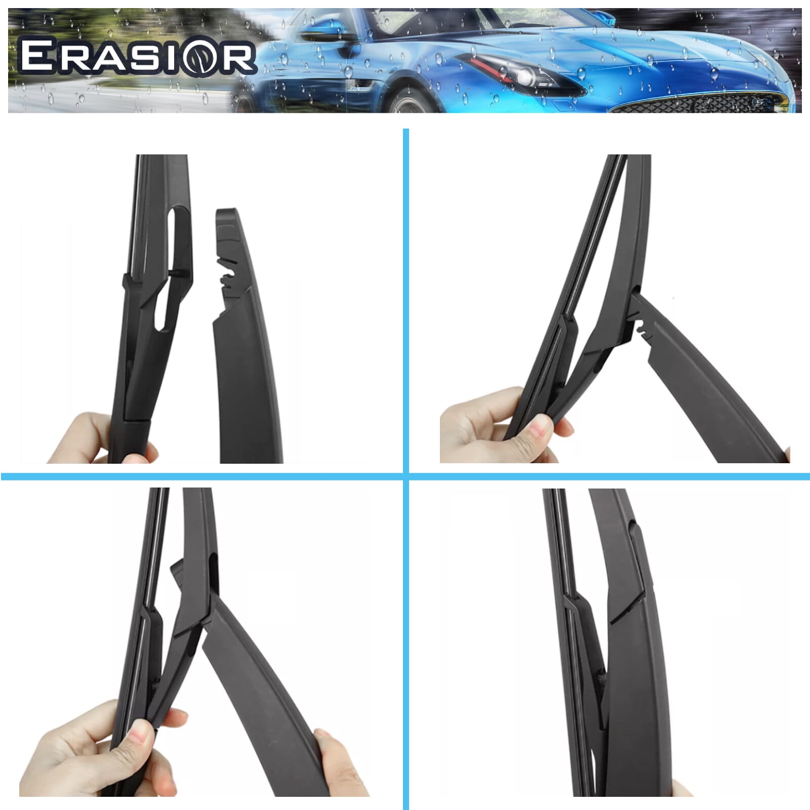 Erasior Front & Rear Windshiled Wiper Blades Fit For Jeep Wrangler 2007-2017, Set of 3, 14"+14"+12L, Y22B7W0S