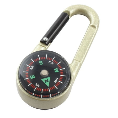 - Unique Bargains Camping Hiking Travel Portable Thermometer Compass Carabiner Black Light Green