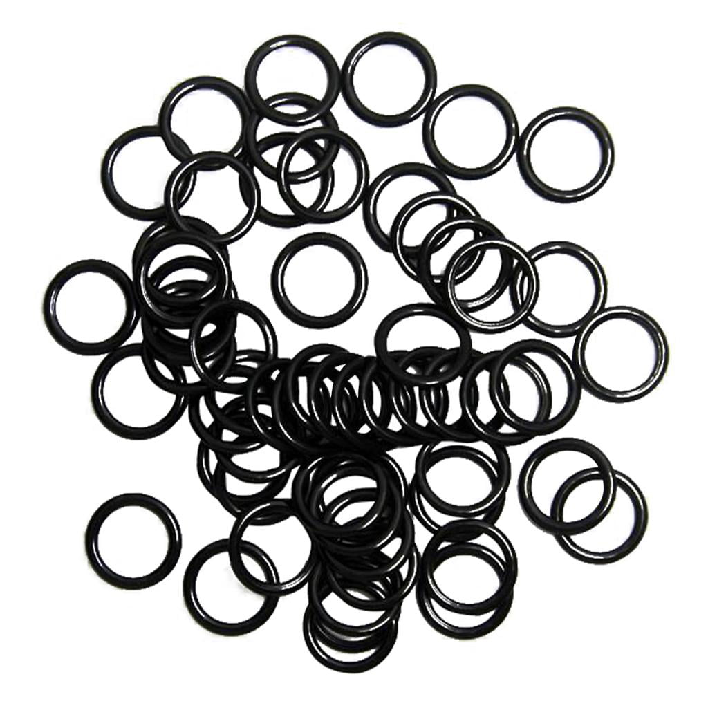 100X Black & White Plastic O Ring 13mm Inner Dia Garments Shoes Parts Accessory