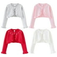 thumbnail image 7 of GYRATEDREAM Girls Long Sleeve Cardigan Childrens Kids Bolero Shrug Scallop Trim Knitted Open Front Cardigan Sweater, 7 of 7