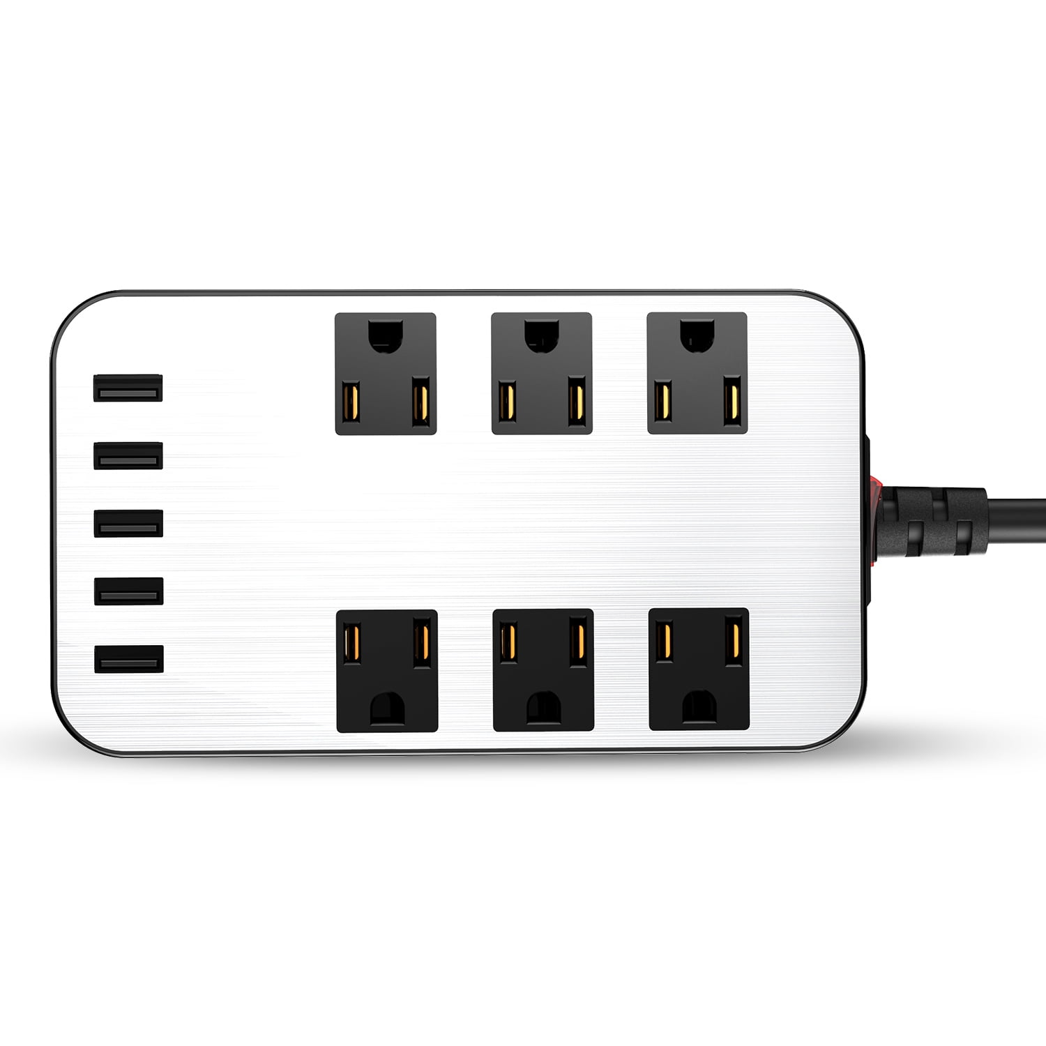 Surge Protector - Power Strip with 5 USB Ports, 6.7 Ft Long Extension 6 AC outlets USB Charging Station Adjustable Voltage 110-240V For iphone Samsung iPad Home Office