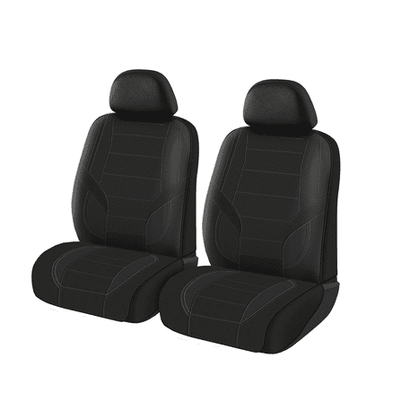 Auto Drive Full Faux Leather Seat Covers - 2 Pack - Black, Universal Fit