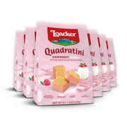 Loacker Quadratini Raspberry-Yogurt, Cream-Filled Bite-Size Wafer Cookies, 7.76 oz, Pack of 6