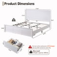 thumbnail image 3 of Aitjunz Modern King Size Bed Frame with 50" Tall Headboard and 3 Storage Drawers, Wood Platform Bed with Curved Design, No Box Spring Needed, White, 3 of 8