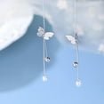thumbnail image 5 of Sterling Silver Butterfly Threader Earrings Dangle Chain for Women Teens Pearl Long Dangle Earrings Tassel, 5 of 5