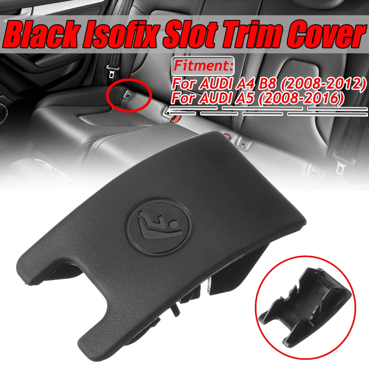 Black Rear Child Seat Isofix Slot Trim Cover For AUDI A4 B8 A5