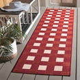 thumbnail image 2 of SAFAVIEH Courtyard Caitriona Checkered Indoor/Outdoor Runner Rug, Red/Beige, 2'3" x 5', 2 of 9