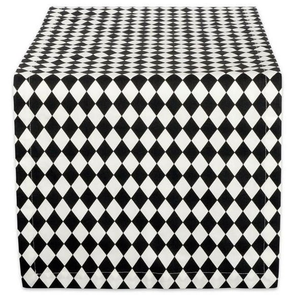 Design Imports Black And Cream Harelquin Print Table Runner 14X72 inch