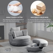 ARCTICSCORPION Modern Fabric Solid Print Swivel Accent Chair with 4 Pillows, Grey Teddy