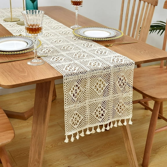 Beige Night Stand Table Top Cloth Dresser Scarf Runners and Toppers for Bedroom Table Centerpieces