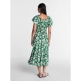 thumbnail image 3 of Time and Tru Women's Tiered Midi Dress with Flutter Sleeves, Sizes XS-XXXL, 3 of 5