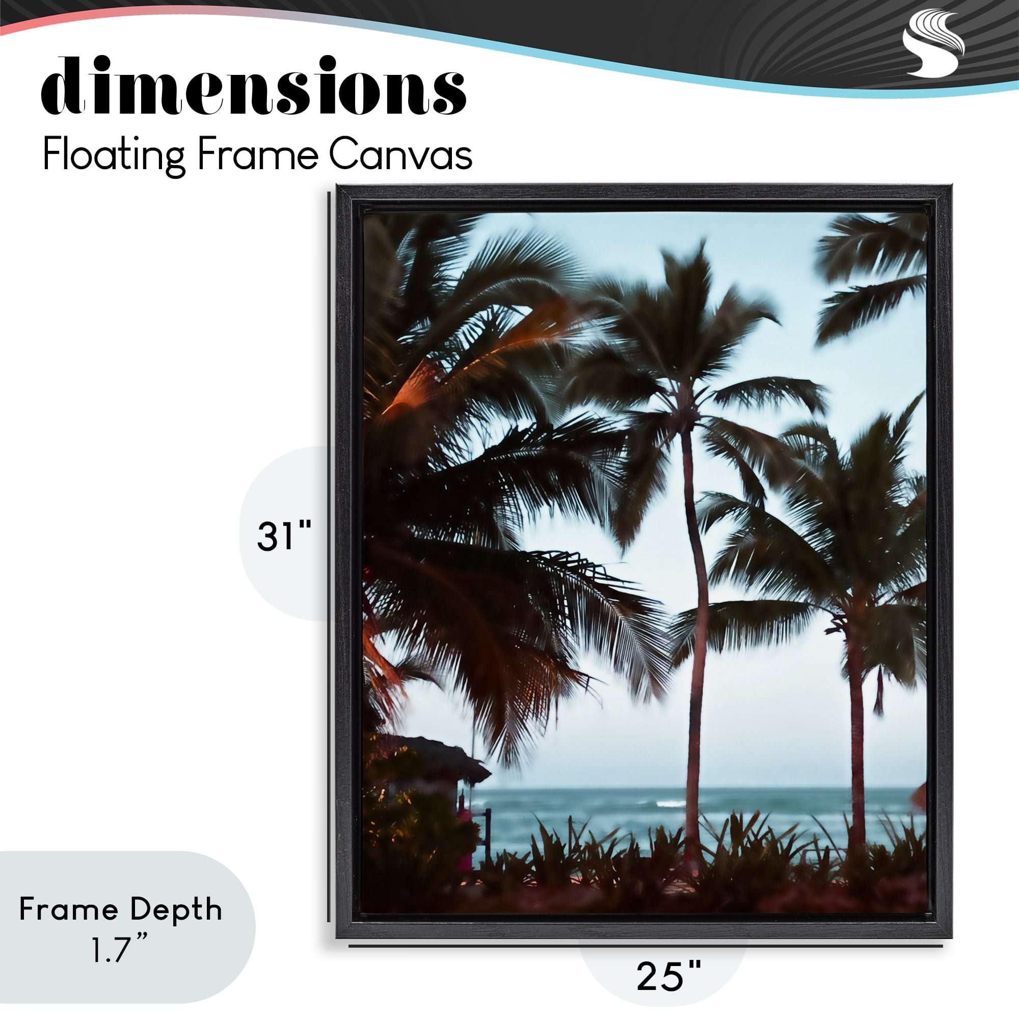 Stupell Industries Shady Palms Beachfront Black Framed Floater Canvas Wall Art, design by Noah Bay