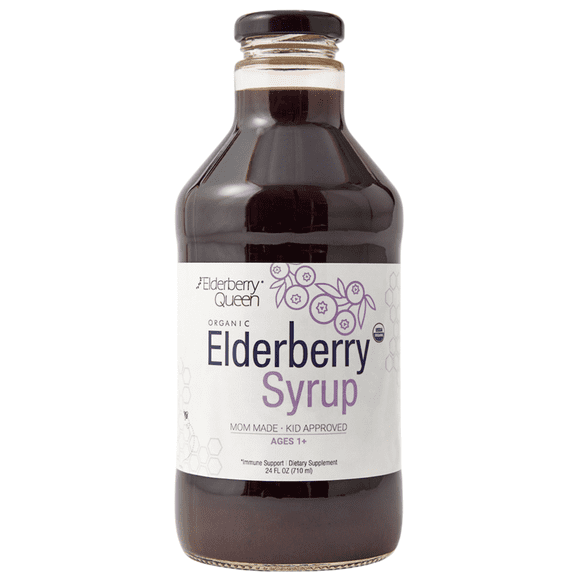 Elderberry Queen Certified Organic Elderberry Syrup Supplement for Immune Support, 24 fl oz