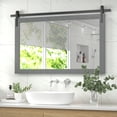 thumbnail image 6 of PAIHOME 40"x26" Gray Farmhouse Mirror for Bathroom, Wood Framed Rectangle Bathroom Mirror, Anti-Rust, Hangs Horizontally and Vertically for Vanity, 6 of 10