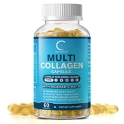 (2 PACK) Multi Collagen Capsules with Biotin & Vitamin C - 5 Types (I, II, III, V, X) - 120 Capsules