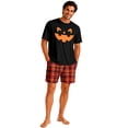 thumbnail image 2 of Halloween Pjs, Halloween Couple Matching Pajamas Set, Black Top & Plaid Shorts Pumpkin Graphic Short Sleeve Loungewear, Crop Top & Shorts Sleepwear, Soft Classic Nightwear for Summer Home Wear, L, 2 of 6
