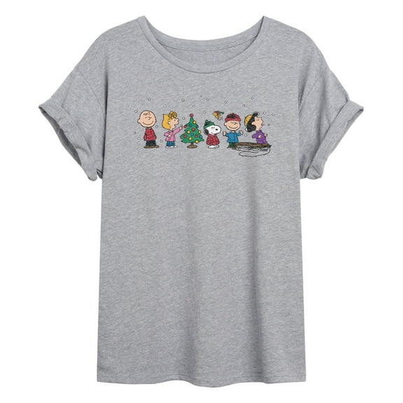 Peanuts - Christmas Snoopy And Friends - Women's Oversized Graphic T-Shirt