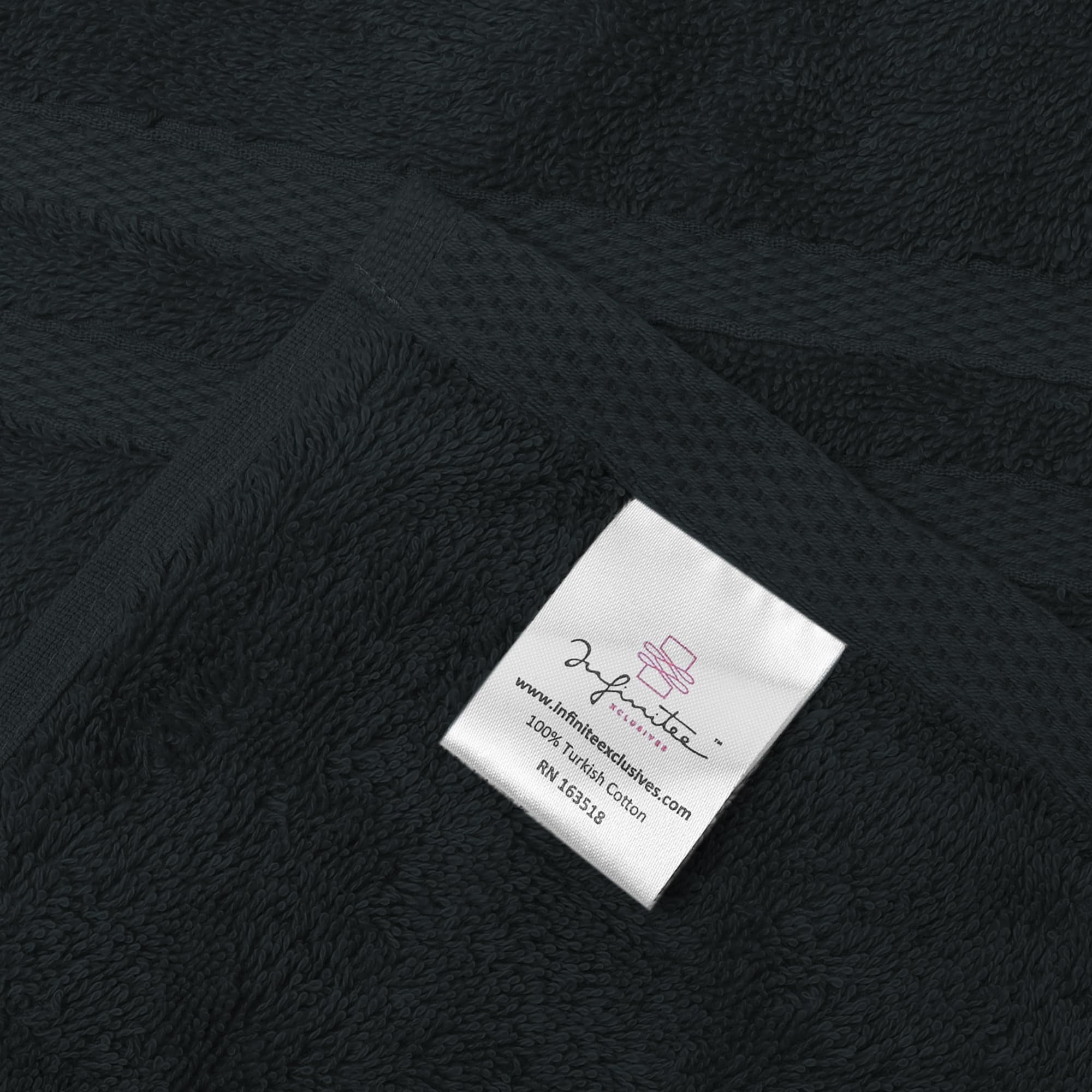 Infinitee Xclusives 100 Turkish Cotton Wash Cloths 13×13 Inches Pack of 4 Face Towels Grey