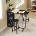 thumbnail image 4 of 3 Piece Bar Table Set with 2 Stools and 3 Storage Shelves, Counter Height Dining Table, Footrest for Kitchen, Dining Room, Apartment, Home Bar, 4 of 7