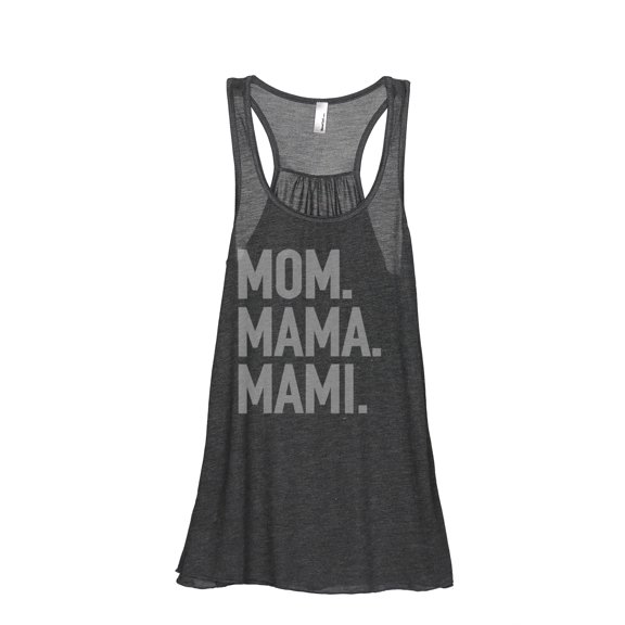 Mom Mama Mami Women's Fashion Sleeveless Flowy Racerback Workout Yoga Tank Top Charcoal Grey X-Large