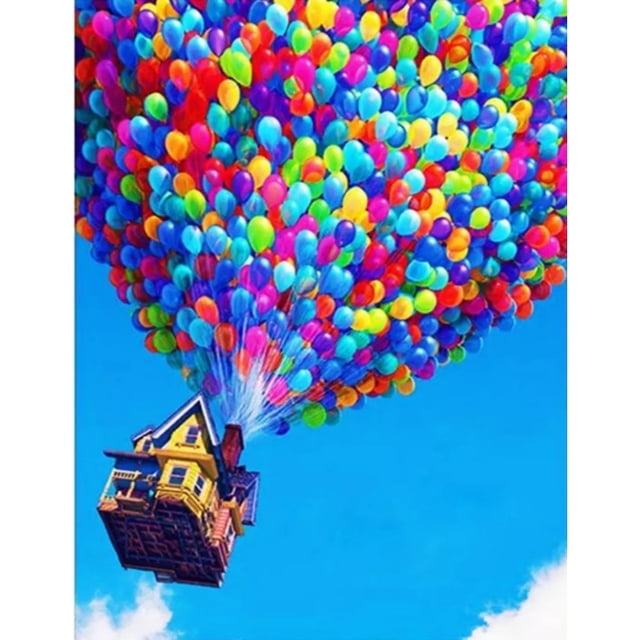 Kit de pintura con diamantes, diseño de globos Casita con estampado de símbolos