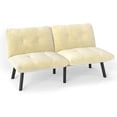 thumbnail image 4 of CARZZI LIFE 63” Cream Futon Sofa Bed, Convertible Sleeper Sofa with Adjustable Backrest, Velvet Fabric Fold Out Couch with Metal Frame for Living Room, Small Spaces, Bedroom, Apartment, Office, 4 of 7