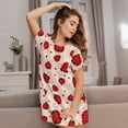 thumbnail image 3 of Bingfone Red Ladybug Nightgowns for Women Sleep Shirts Short Sleeve Nightshirt Pullover Nightdress Soft Sleepwear, 3 of 6