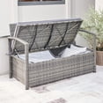 thumbnail image 3 of Gabrielle All-weather Resin Wicker Lounge Patio Sofa Storage Bench in Grey with Cushion, 3 of 7