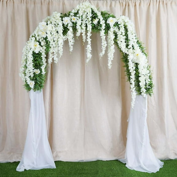 Efavormart 7.5ft Decorative Metal Wedding Arch - White - 55"Wx90"H