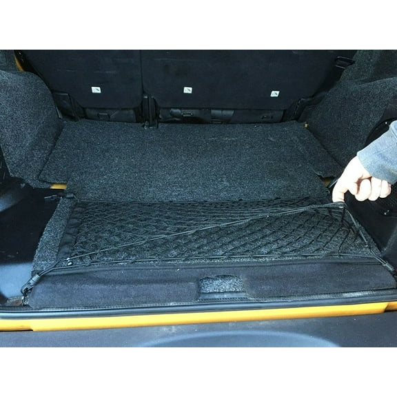EACCESSORIES EA Rear Trunk Organizer Cargo Net for Jeep Wrangler 2007-2023 – Floor Style Cargo Net for SUV – Premium Mesh Car Trunk Organizer Vehicle Carrier Storage – Compatible with Jeep Wrangler