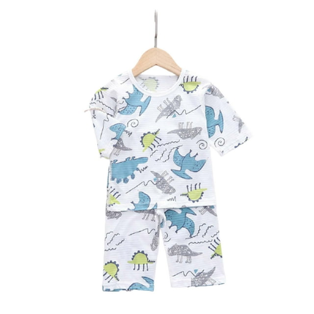 CAROOTU Enfants Dessin Animé Imprimé Manches Courtes Col Rond T-shirt Top avec Short pour la Plage d'Été