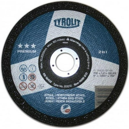 

Diamond Products 34162823 Tyrolit Premium 2-in-1 Super-Thin Cut-Off Wheel 6 x 0.060 x 0.875 in. - Pack of 25